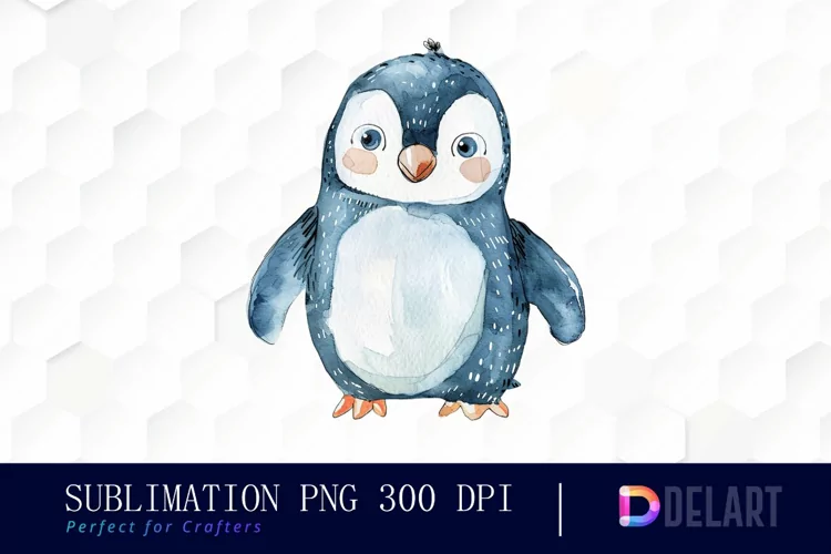 Cute Penguin Watercolor Clipart