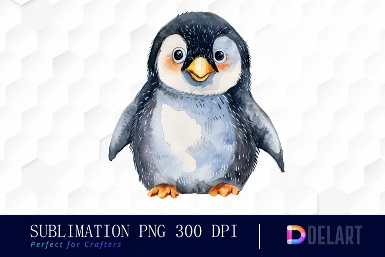 Cute Penguin Watercolor Clipart