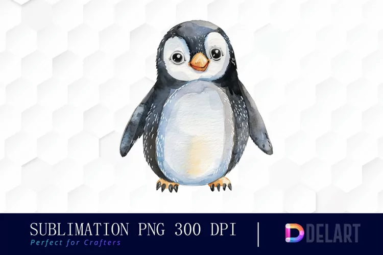 Cute Penguin Watercolor Clipart