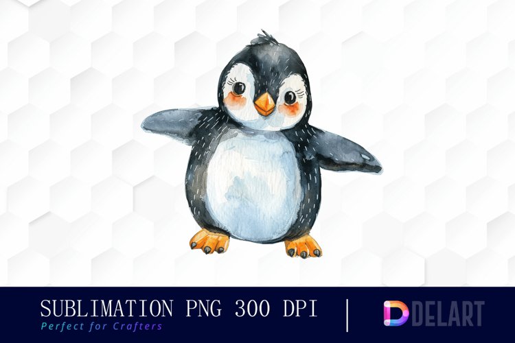 Cute Penguin Watercolor Clipart