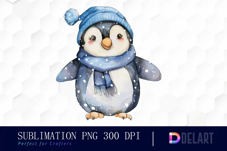 Cute Penguin Watercolor Clipart