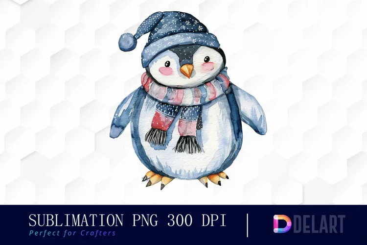 Cute Penguin Watercolor Clipart