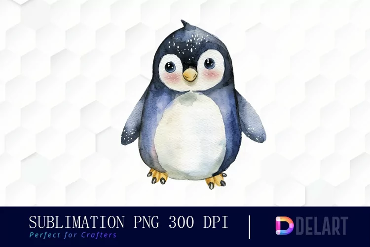 Cute Penguin Watercolor Clipart