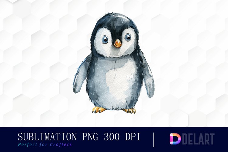 Cute Penguin Watercolor Clipart example image 1