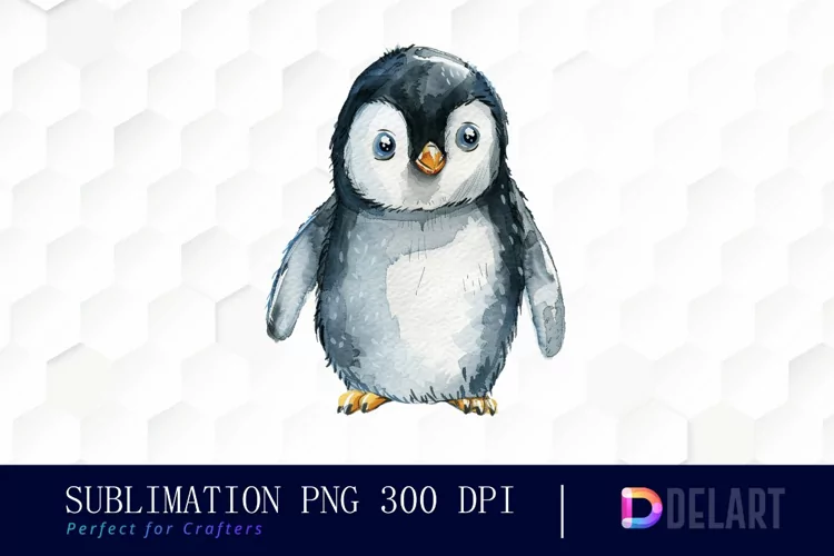 Cute Penguin Watercolor Clipart
