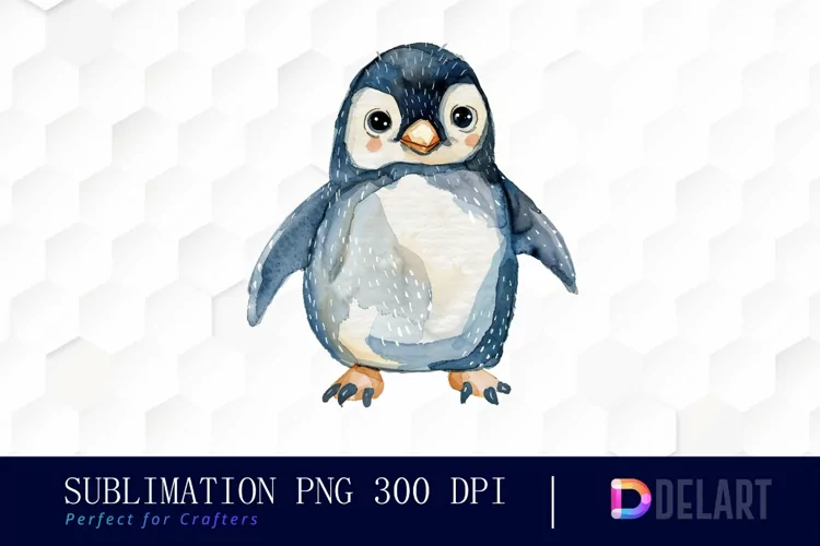 Cute Penguin Watercolor Clipart