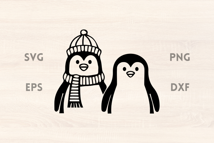 Christmas Penguins with Scarf in hat SVG