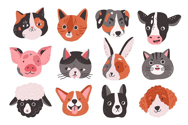 Cute pets muzzles set example image 1