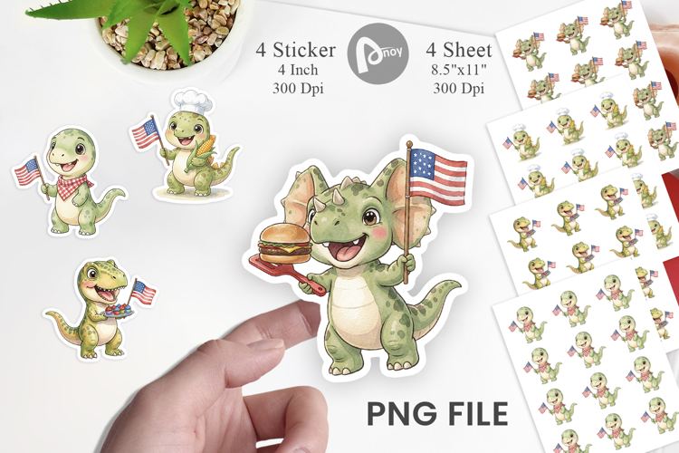 Picnic BBQ Dino Sticker