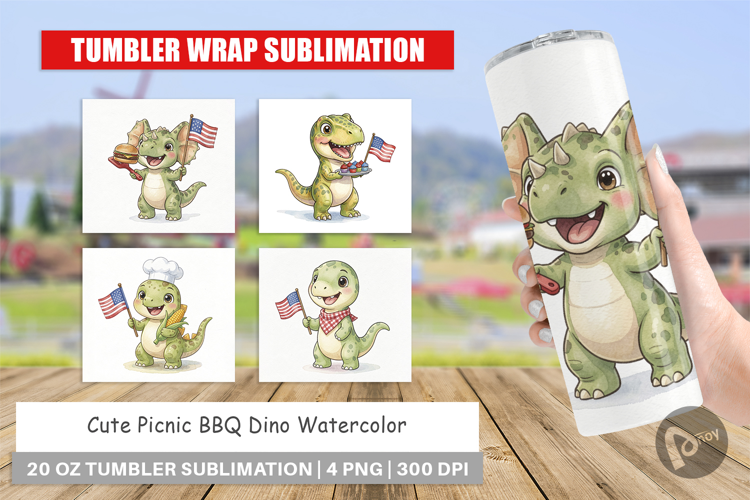 Picnic BBQ Dino Tumbler