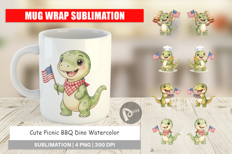 Picnic BBQ Dino Mug Wrap