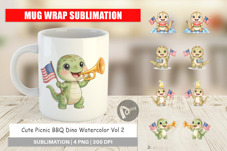 Picnic BBQ Dino Mug Wrap