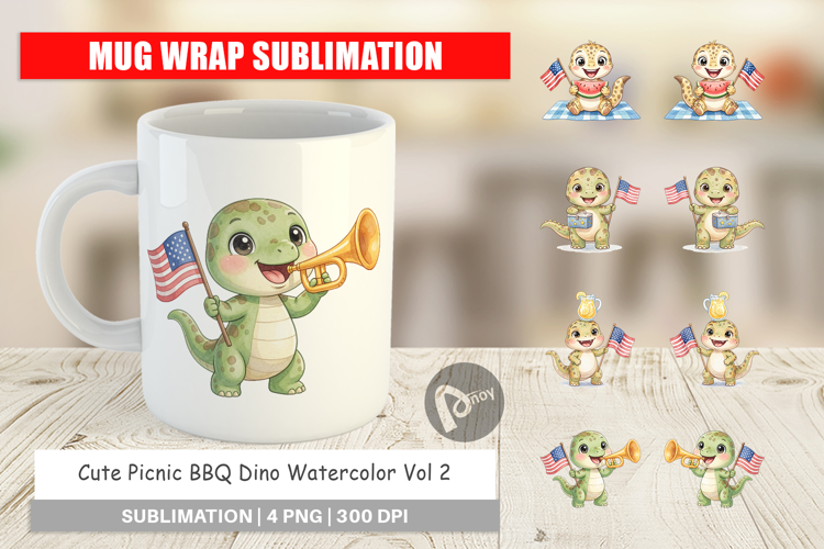 Picnic BBQ Dino Mug Wrap