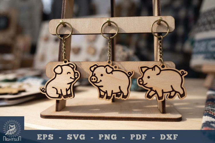 Cute Pig Lasercut Keychain