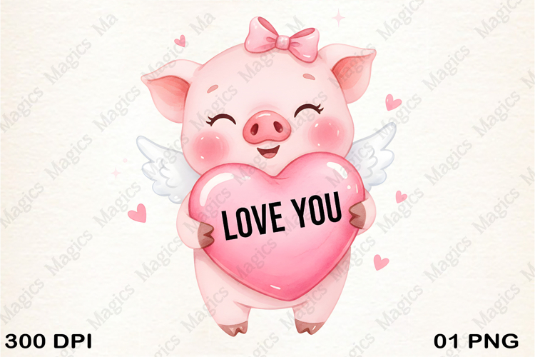 Cute Pig Lover Clipart PNG