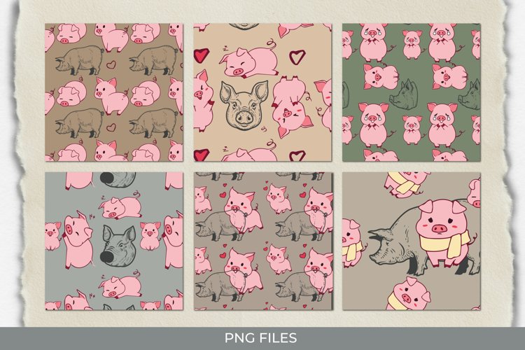 Cute Pig with Vintage Color Seamless Pattern Paper Packs