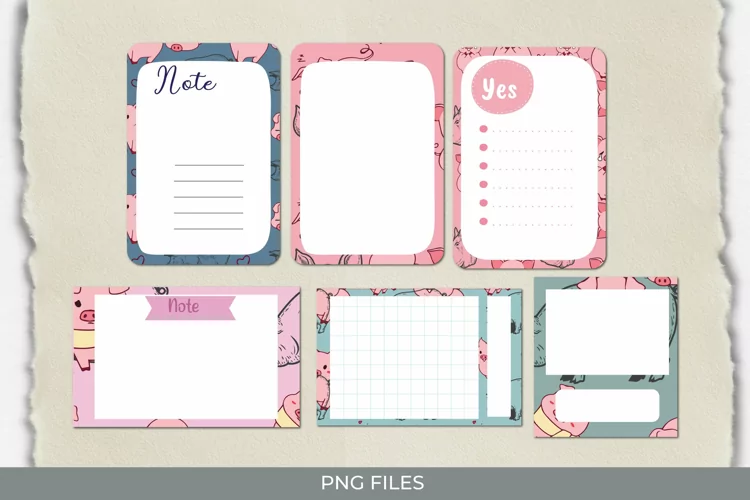 Cute Pig with Vintage Color Seamless Pattern Journaling Page