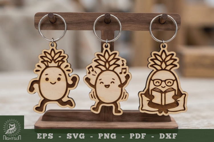Cute Pineapple Lasercut Keychain Collection