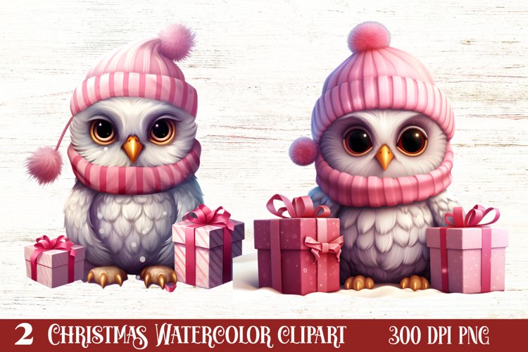 Cute Pink Christmas Animals Clipart Sublimation