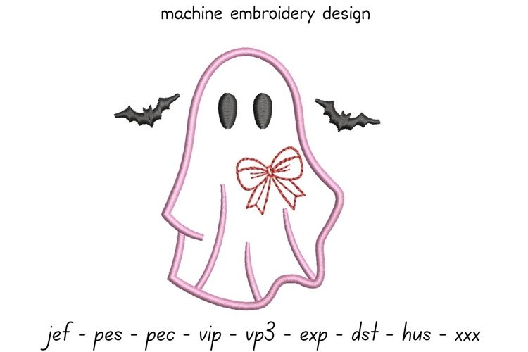 Pink Ghost Embroidery Design - Halloween Pattern