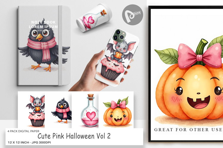 Cute Pink Halloween Digital Paper