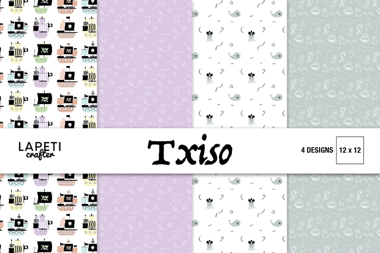 Cute Pirate Digital Paper, Baby Pirate Scrapbook Papers