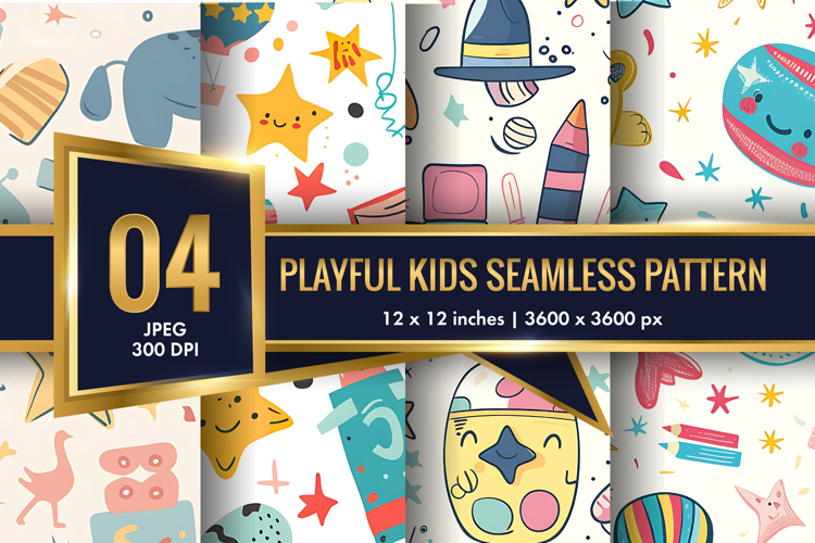 Seamless Playful Kids Pattern | Fun Childlike Digital Paper