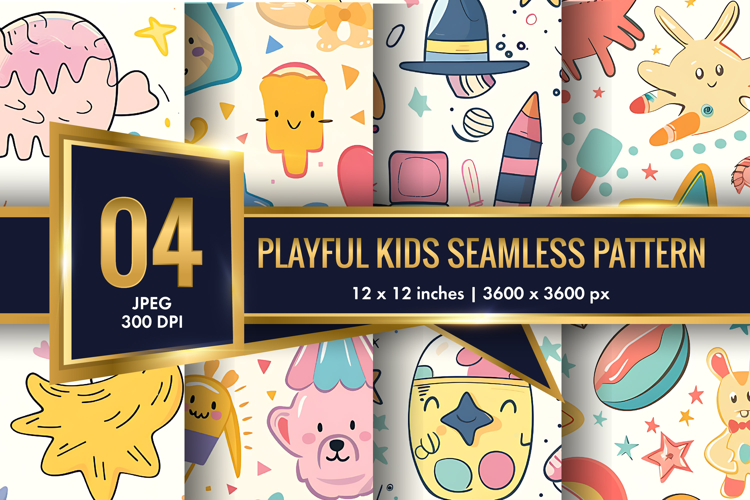 Seamless Playful Kids Pattern | Fun Childlike Digital Paper