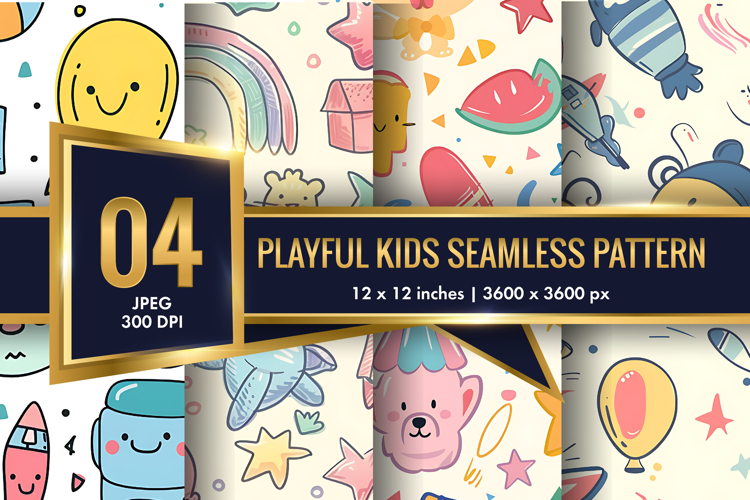 Seamless Playful Kids Pattern | Fun Childlike Digital Paper