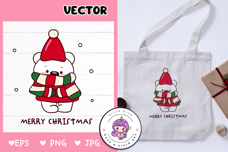 Cute Polar bearChristmas clipart kawaii winter animal