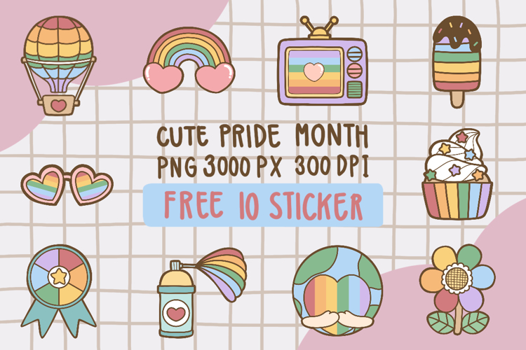 Cute Pride Month Rainbow Clipart png set1