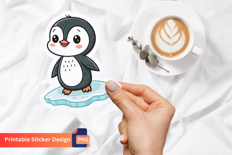 Cute Printable Penguin Sticker, Winter Penguin Sticker