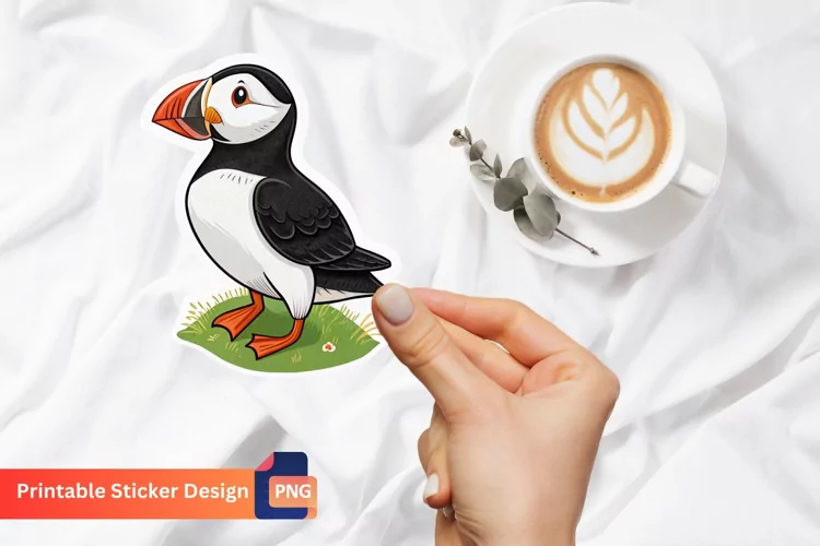 Cute Puffin Sticker, Adorable Puffin Sticker, Cute Bird Art