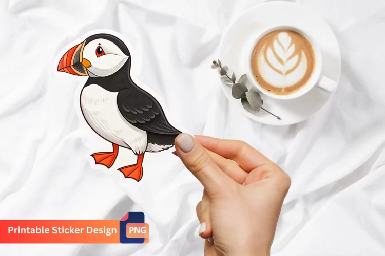 Cute Puffin Sticker, Adorable Puffin Sticker, Cute Bird Art