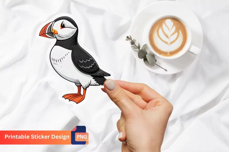 Cute Puffin Sticker, Adorable Puffin Sticker, Cute Bird Art