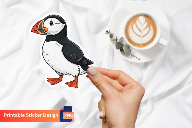 Cute Puffin Sticker, Adorable Puffin Sticker, Cute Bird Art