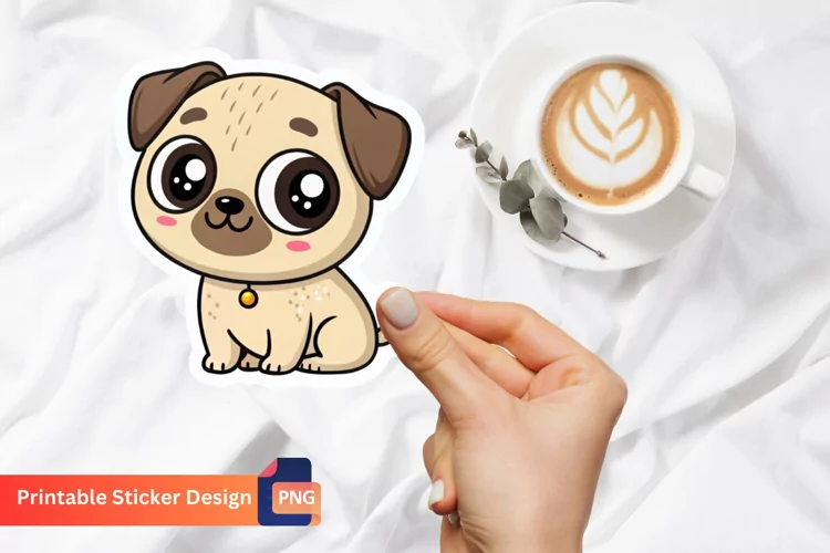 Cute Puppy Sticker, Adorable Puppy Art, Dog Sticker