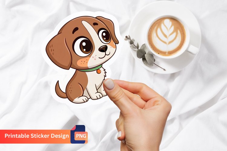 Cute Puppy Sticker, Adorable Puppy Art, Dog Sticker