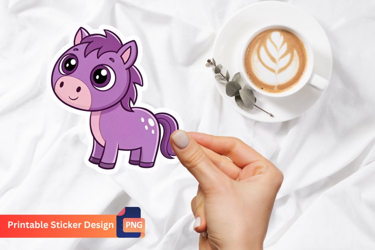 Cute purple Horse Sticker, Purple Horse Decal, Cute Animal