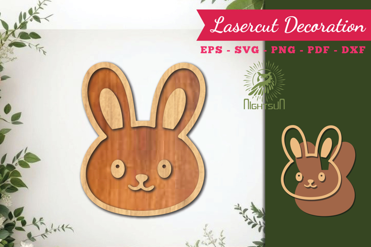 Cute Rabbit Lasercut Decoration SVG