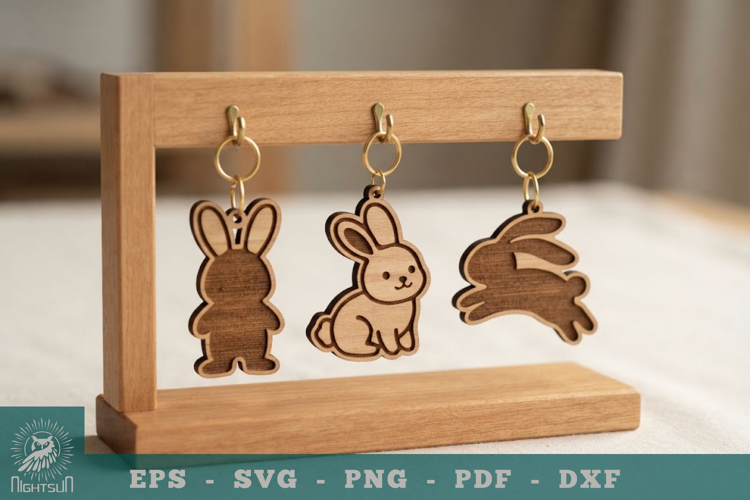 Cute Rabbit Lasercut Keychain