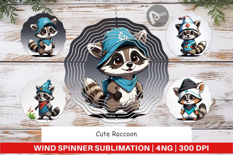 Wind Spinner Cute Raccoon