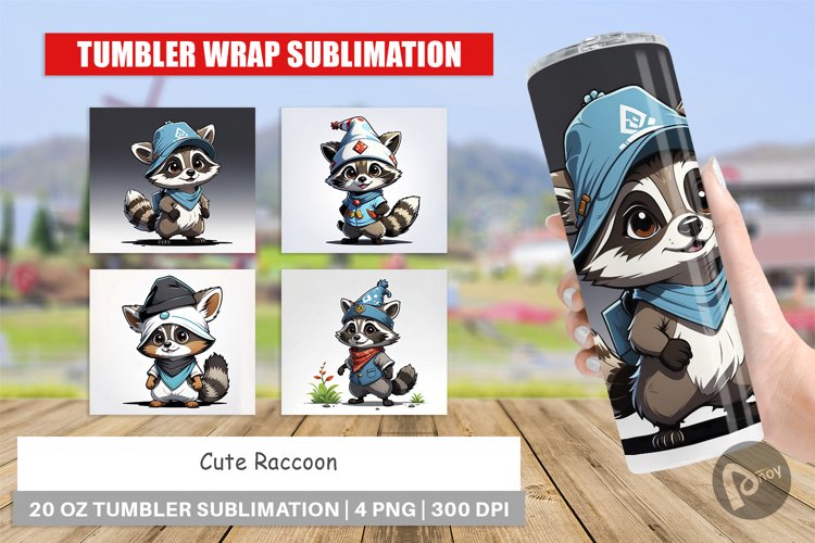 Tumbler Wrap Cute Raccoon