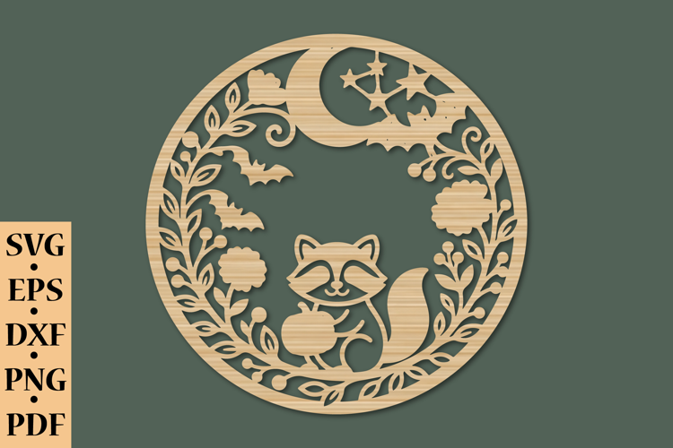 Cute Raccoon Halloween Round SVG