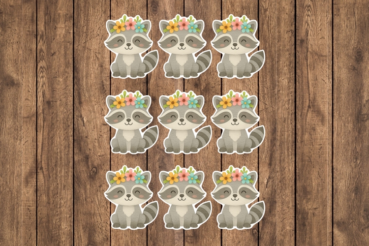 Cute Raccoon Printable Stickers - PNG Sticker Sheet
