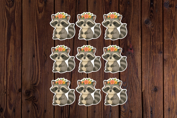 Cute Raccoon Printable Stickers - PNG Sticker Sheet