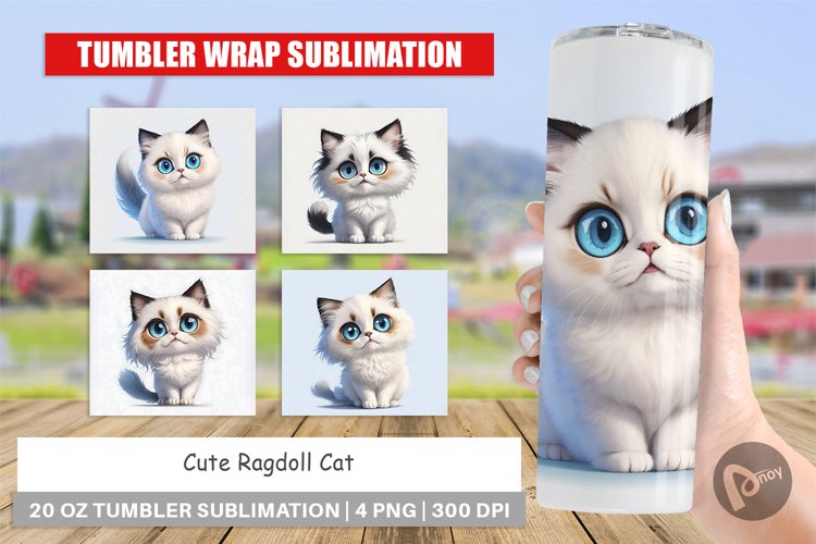 Tumbler Sublimation Wrap Cute Ragdoll Cat