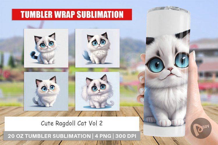 Tumbler Sublimation Wrap Cute Ragdoll Cat