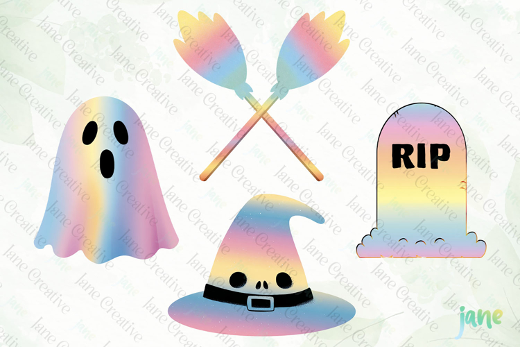 Cute Rainbow Halloween Clipart