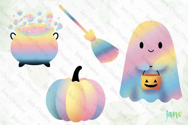 Cute Rainbow Halloween Clipart